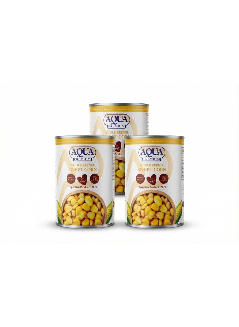Aqua Premium Sweet Corn 400g – Canned Sweetcorn Kernels, 100% Natural, No Preservatives, Ready to Eat, Non-GMO, Vegan – Perfect for Salads, Soups, Pasta & Everyday Cooking - Image 1
